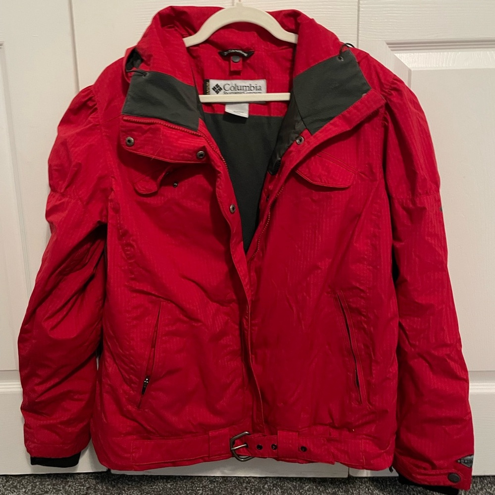 Columbia Women's XLarge Red Titanium Hooded Omni Tech Belted Outdoor Coat
